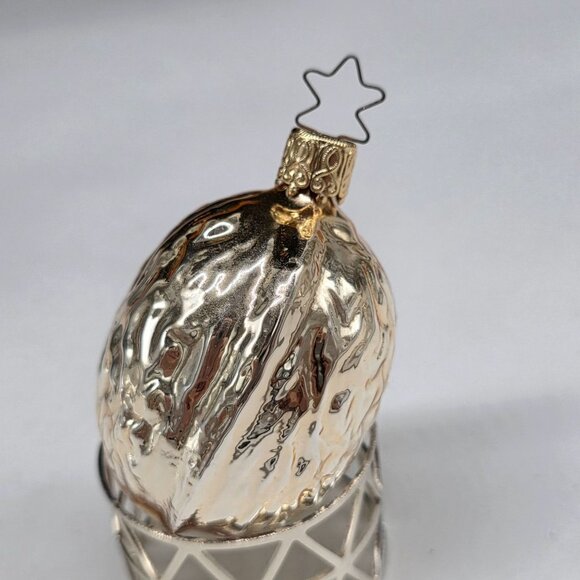 Inge Glas Walnut German Glass Christmas Ornament Silver 2" - Picture 4 of 6